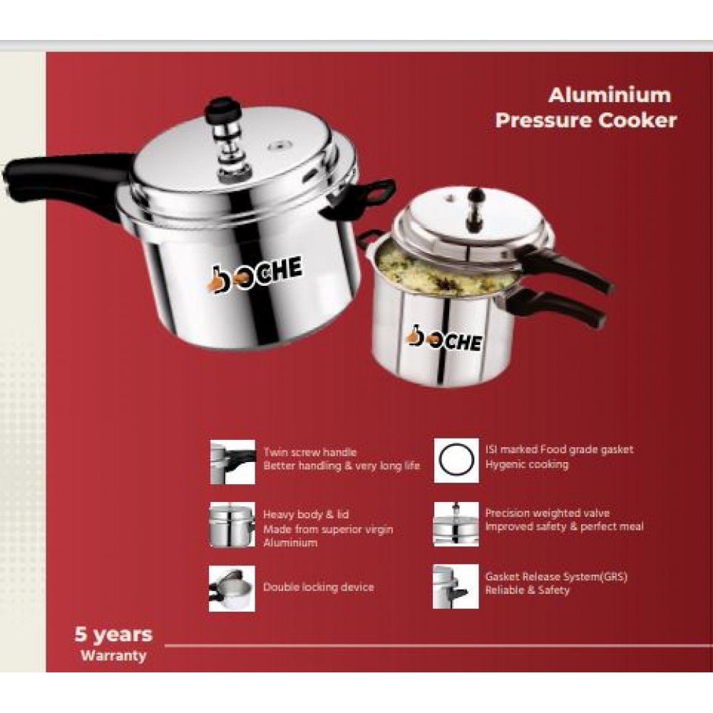 Boche Aluminium Pressure Cooker 3 Litre (Non-induction Base)