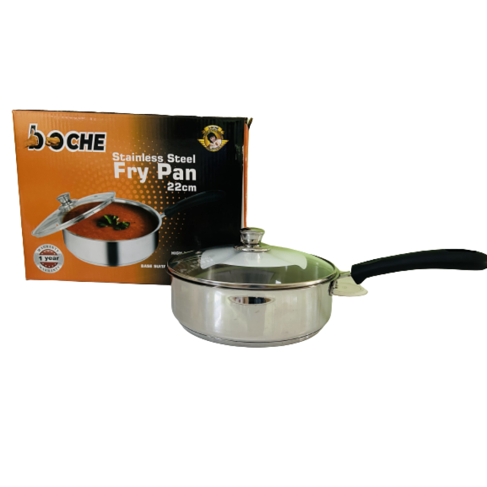 Boche Stainless Steel Fry Pan 22cms with Glass Lid